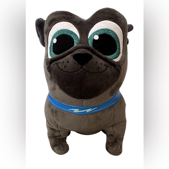 Disney Puppy Dog Pals Bingo Plush Pug Gray Stuffed Animal Blue Collar 12” - Picture 1 of 6